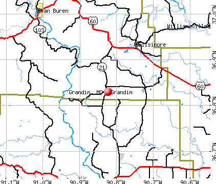 Grandin, MO map