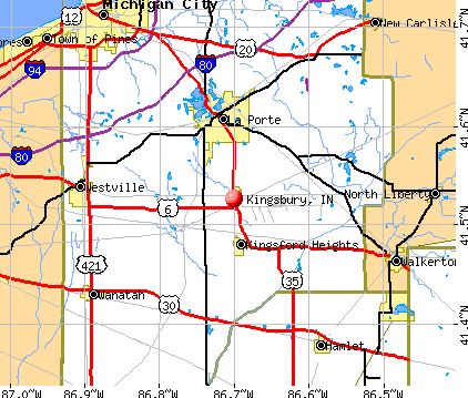 Kingsbury, IN map