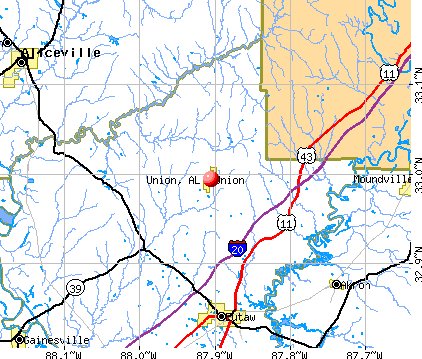Union, AL map