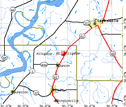 Alligator, MS map