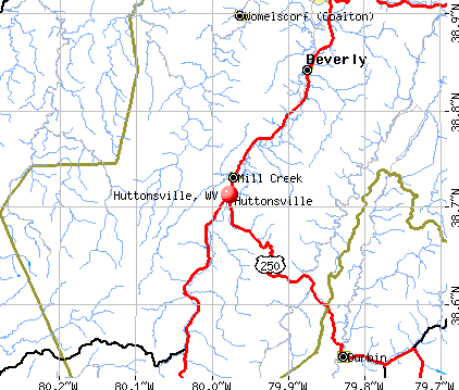 Huttonsville, WV map