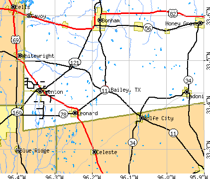 Bailey, TX map