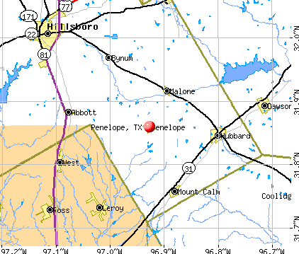 Penelope, TX map