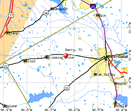 Barry, TX map