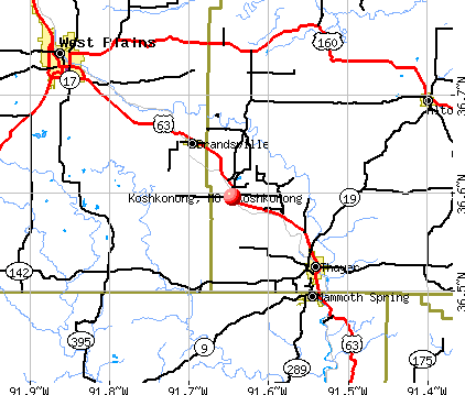 Koshkonong, MO map
