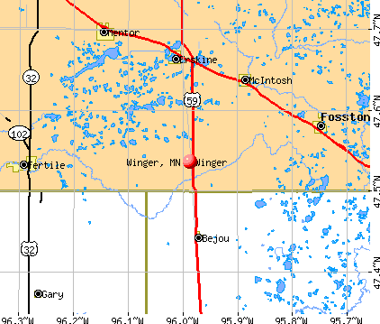 Winger, MN map