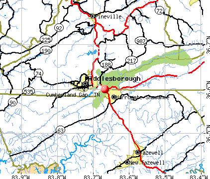 Cumberland Gap, TN map