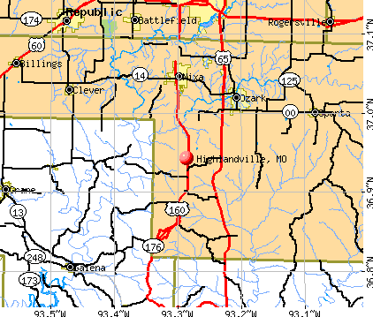 Highlandville, MO map