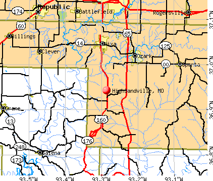 Highlandville, Missouri (MO 65669, 65721) profile: population, maps