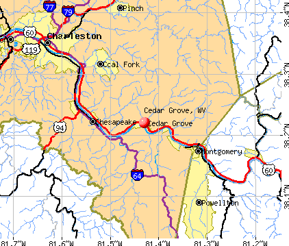 Cedar Grove, WV map