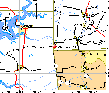 South West City, MO map