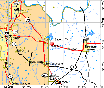 Savoy, TX map