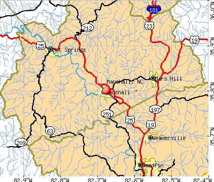 Marshall, NC map