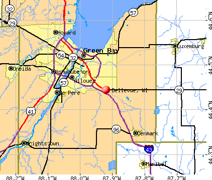 Bellevue, WI map