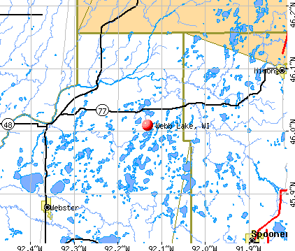Webb Lake, WI map