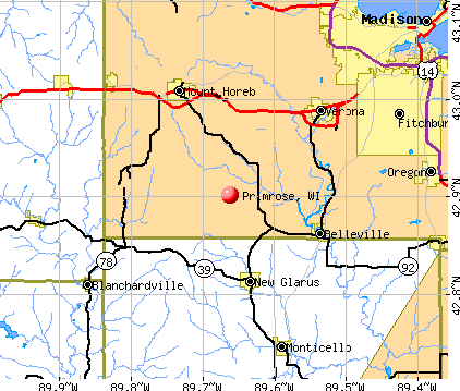 Primrose, WI map