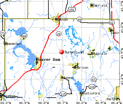 Burnett, WI map