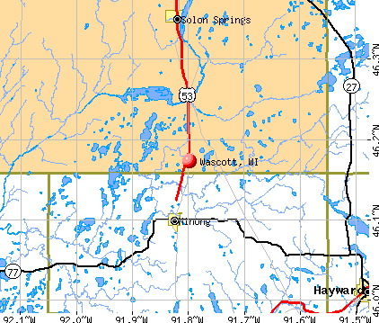 Wascott, WI map