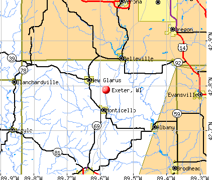 Exeter, WI map