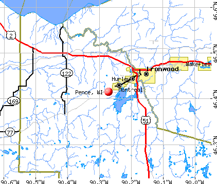 Pence, WI map
