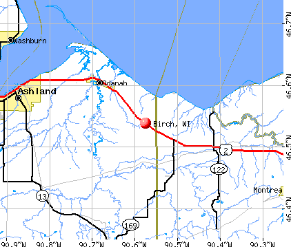 Birch, WI map