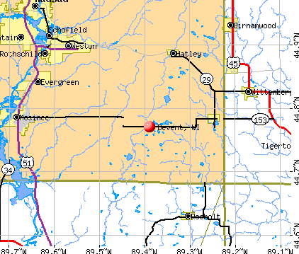 Bevent, WI map