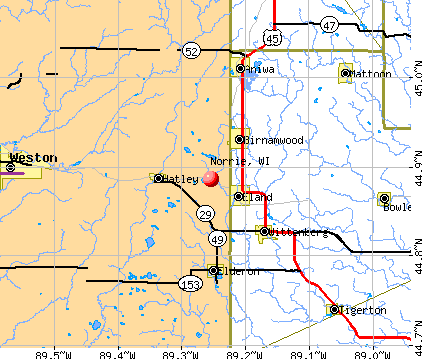 Norrie, WI map