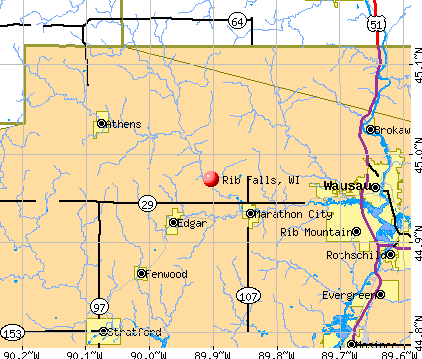Rib Falls, WI map