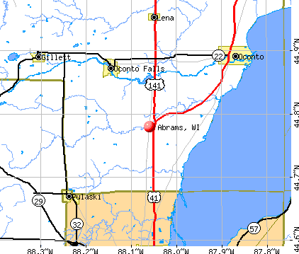 Abrams, WI map