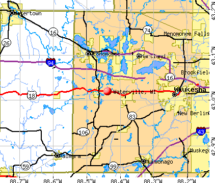 Waterville, WI map