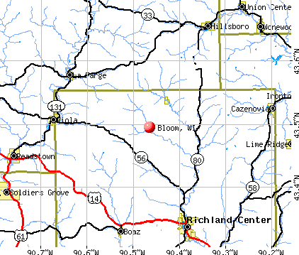 Bloom, WI map