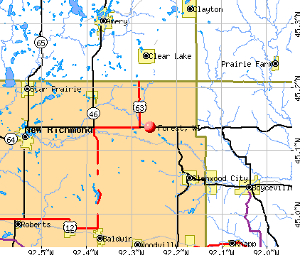 Forest, WI map