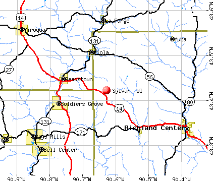 Sylvan, WI map