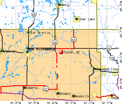 Cylon, WI map