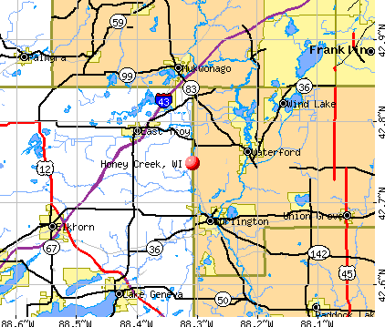 Honey Creek, WI map