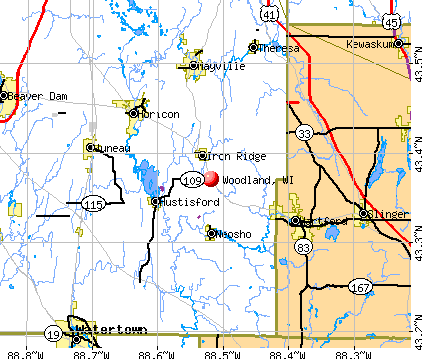Woodland, WI map
