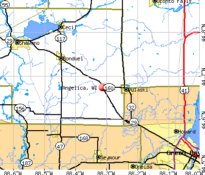 Angelica, WI map