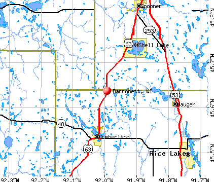 Barronett, WI map