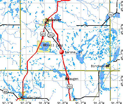 Sarona, WI map