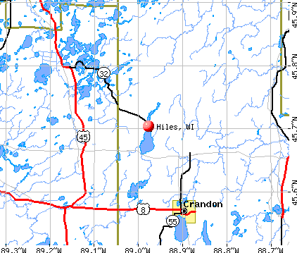 Hiles, WI map