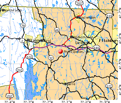 Phillipston, MA map
