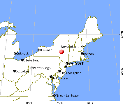 Worcester, New York map