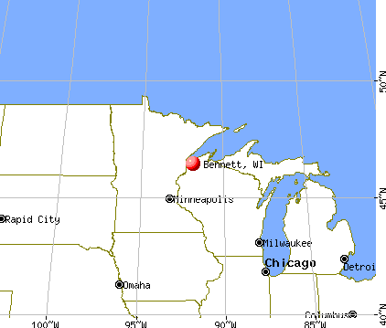 Bennett, Wisconsin map