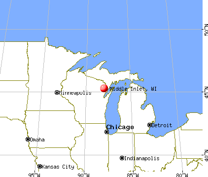 Middle Inlet, Wisconsin map