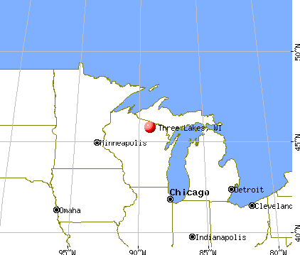 Three Lakes, Wisconsin map