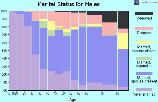 Delaware County marital status for males