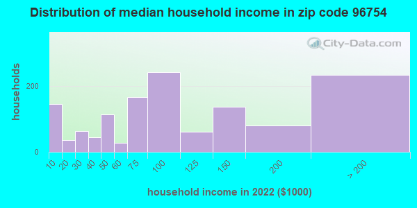 Zip code 96754 household income distribution in 2009