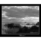 Malabar: Sunrise in black and white depicting the old forgotten fishing docks of yesterday's past.