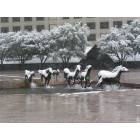 Irving: Mustangs at Las Colinas During Snowstorm of February 14, 2004