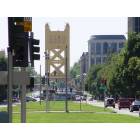 Sacramento: : view of Capitol Mall and the tower bridge, from the west steps of the Capitol building